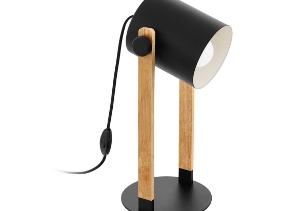Φωτιστικό Επιτραπέζιο Hornwood 43047 Black-Brown Eglo Μέταλλο,Ξύλο