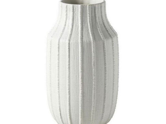Βάζο Ραβδωτό Μεγάλο NFU236 29,5cm White Espiel Κεραμικό