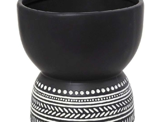 Διακοσμητικό Μπωλ Tribal CER2309 20,5x20,5x20cm Black-White Espiel Κεραμικό
