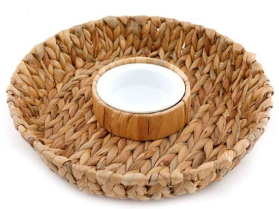 Διακοσμητικός Δίσκος Με Μπωλ 014.NI0958 Φ32cm Natural Υδροϋάκινθος,Κεραμ