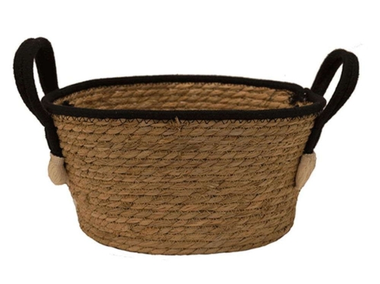 Καλάθι Ψάθινο 00.06.61135 Φ25x14cm Natural-Black Ψάθα