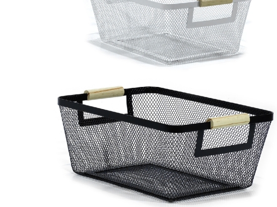 ΚΑΛΑΘΙ ΛΕΥΚΟ/ΜΑΥΡΟ ΜΕΤΑΛΛΟ/ΞΥΛΟ 33X22X13.5CM 2ΤΜΧ ΣΕ 2 ΧΡΩΜΑΤΑ