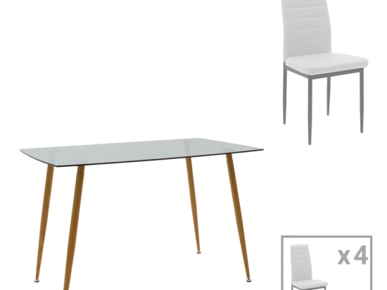 ΤΡΑΠΕΖΑΡΙΑ CUBA-PARKER PAKOWORLD ΣΕΤ 5ΤΕΜ SONOMA-ΛΕΥΚΟ 120X80X75ΕΚ