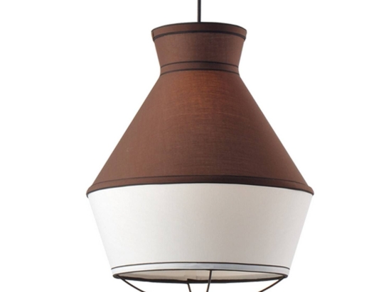 Φωτιστικό Οροφής V371961PB Brown Μέταλλο,Ύφασμα