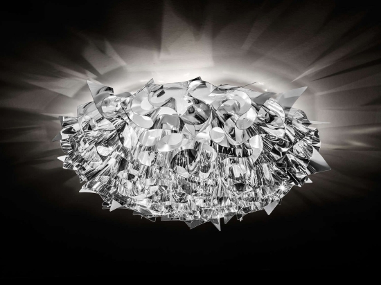 Φωτιστικό Οροφής - Τοίχου Veli Large Silver Slamp Αλουμίνιο,Πολυπροπυλένιο