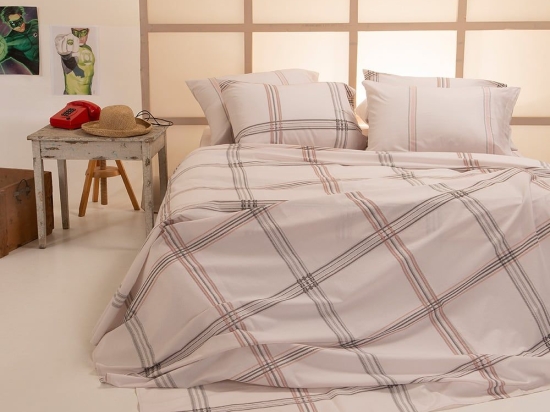 Σεντόνια Andrew Με Λάστιχο (Σετ 3τμχ) Grey Melinen Μονό 100x232cm 100% Βαμβάκι