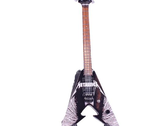 Metallica Kirk Hammett χειροποίητη ξύλινη ηλεκτρική κιθάρα μινιατούρα σε βάση 20 εκ