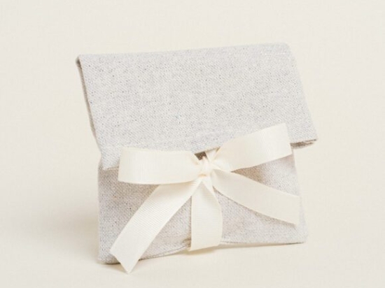 Beauty Home ΠΟΥΓΚΙ ΜΕ ΚΟΡΔΕΛΑ 12 x 17 cm ΓΚΡΙ ΑΣΗΜΙ LUREX