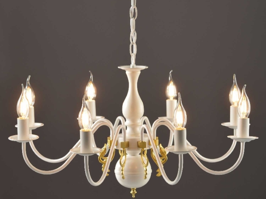 Φωτιστικό Οροφής Elegant DLA12008P White-Gold Κρύσταλλο,Μέταλλο