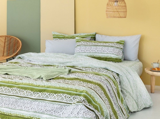 Σεντόνια FL6195 (Σετ 3τμχ) Green Palamaiki Ημίδιπλο 170x260cm 100% Βαμβάκι