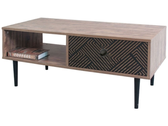 Τραπεζάκι Σαλονιού Home 100x50x42.5cm Black Grey Oak 271-00-023 Μελαμίνη,Μέταλλο
