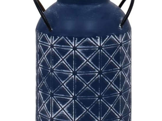 Βάζο Μεταλλικό 128-123-076 21x17,5x27,5cm Blue Μέταλλο