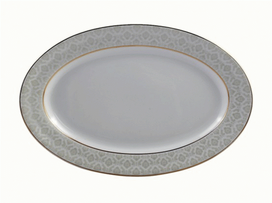 Ραβιέρα Οβάλ Πορσελάνινη PR14141116 Φ25cm White-Gold Oriana Ferelli® Πορσελάνη
