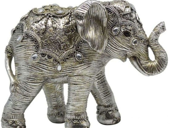 Διακοσμητικός Ελέφαντας 815166 18x7,5x14cm Silver Ankor Πολυέστερ