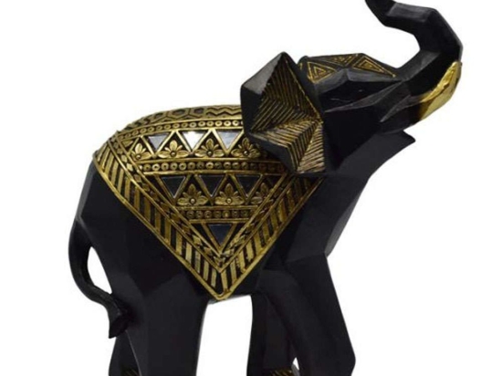 Διακοσμητικός Ελέφαντας 815128 18x7,5x21cm Black-Gold Ankor Πολυέστερ