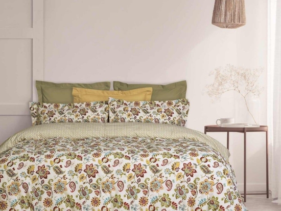 Σεντόνια 5409 Casual Με Λάστιχο (Σετ 3τμχ) Ecru-Green-Red Das Home Μονό 120x235cm Βαμβάκι-Πολυέστερ
