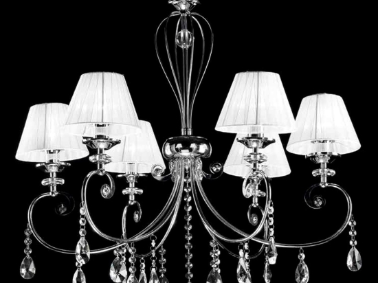 Φωτιστικό Οροφής Capri/6L Chrome Ondaluce Μέταλλο,Γυαλί,Ύφασμα