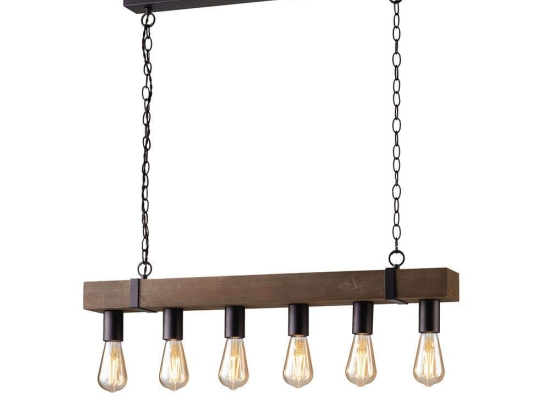 Φωτιστικό Οροφής - Ράγα I-Texas-S6 Natural-Black Luce Ambiente Design Μέταλλο,Ξύλο