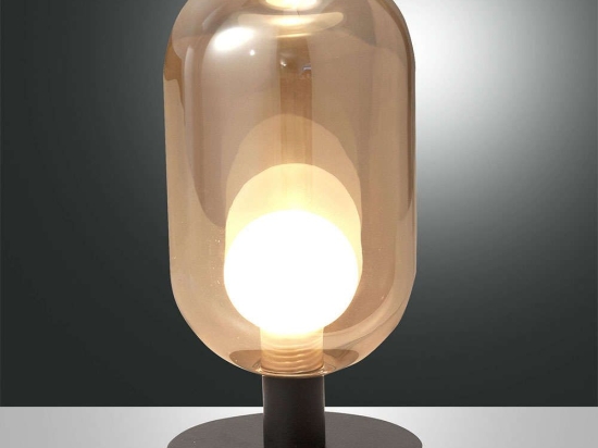 Φωτιστικό Επιτραπέζιο Gubbio 3553-31-125 Amber Fabas Luce Μέταλλο,Γυαλί