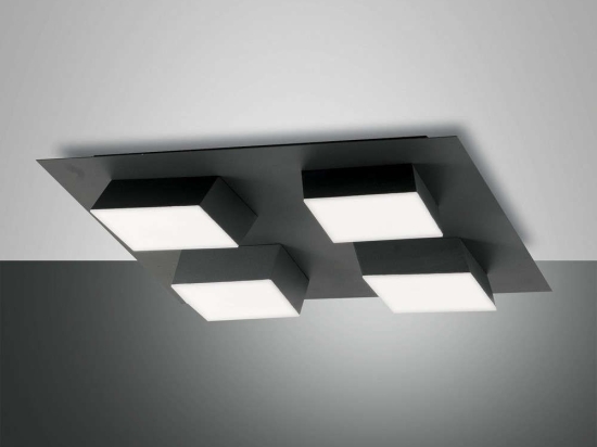 Φωτιστικό Οροφής - Πλαφονιέρα Led Lucas 3601-84-282 Anthracite Fabas Luce Μέταλλο, Μεθακρυλικό
