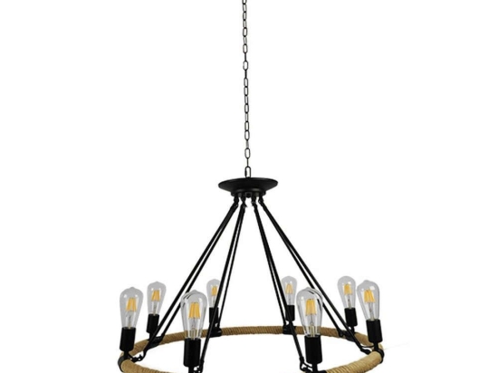 Φωτιστικό Οροφής Millbank 01423 8xE27 Φ80x60cm Black-Beige GloboStar
