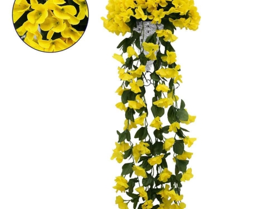 Τεχνητό Κρεμαστό Φυτό Phlox 78054 30x30x80cm Green-Yellow GloboStar Polyester,Πλαστικό