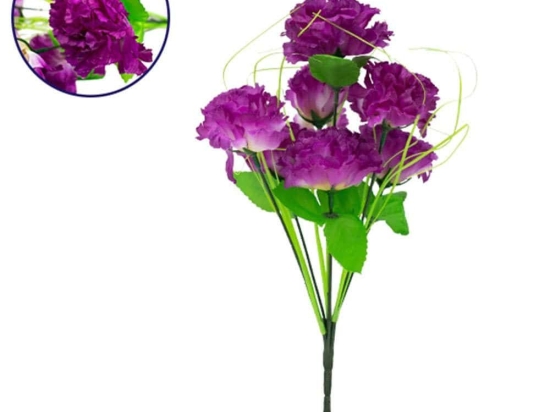 Διακοσμητικό Μπουκέτο Γαρύφαλλα 09075 20x20x35cm Green-Violet GloboStar Πλαστικό