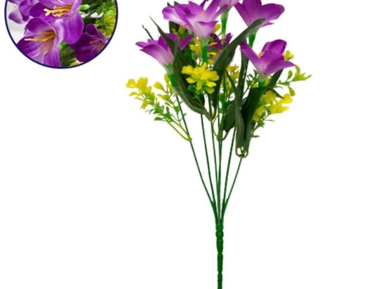 Διακοσμητικό Μπουκέτο Rain Lily 09084 15x15x33cm Yellow-Purple GloboStar Πλαστικό