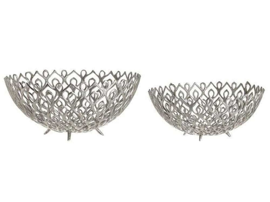 Διακοσμητικό Μπωλ (Σετ 2Τμχ) 3-70-983-0055 Φ47x19cm Silver Inart Μέταλλο