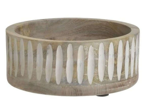 Διακοσμητικό Μπωλ 3-70-803-0099 Φ20x8cm Natural-White Inart Ξύλο
