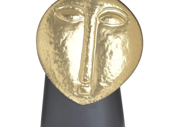 Βάζο Πρόσωπο 3-70-267-0135 26x14x36cm Black-Gold Inart Μέταλλο