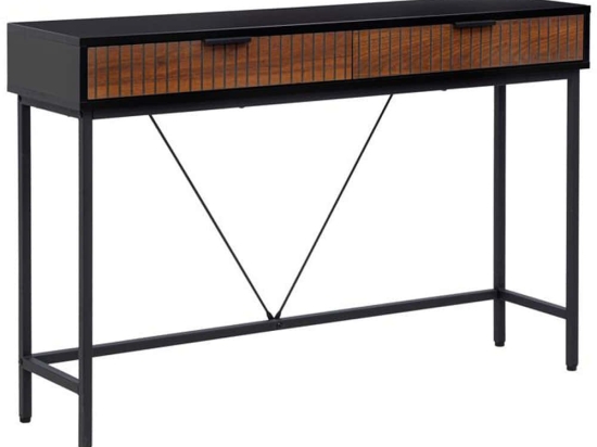 Κονσόλα 0016-225-053 120x30x76cm Black-Oak Μελαμίνη,Μέταλλο