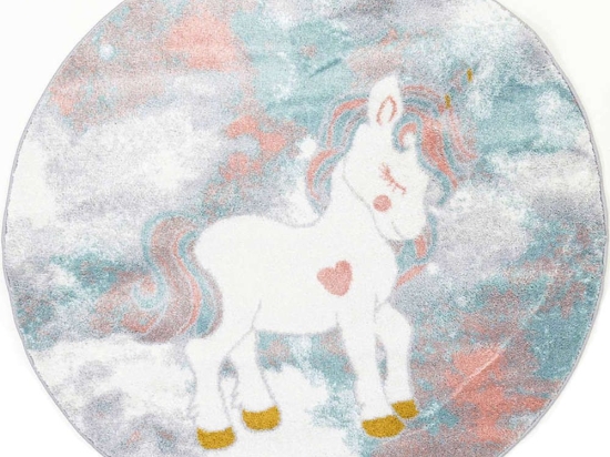 Χαλί Kiddie Unicorn 160-B805AX6 Round Pink-Grey Ezzo 160X160 Round