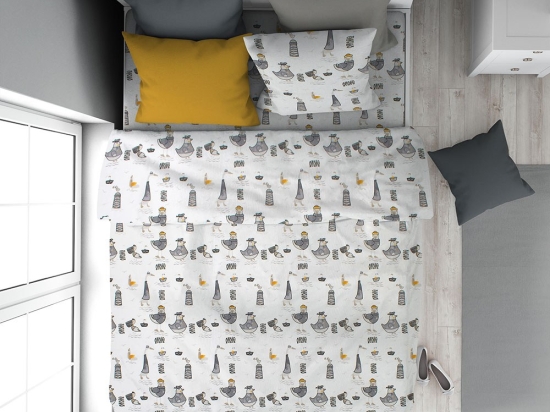 Παπλωματοθήκη Παιδική Seabirds 578 White-Grey DimCol Μονό 160x240cm 100% Βαμβάκι