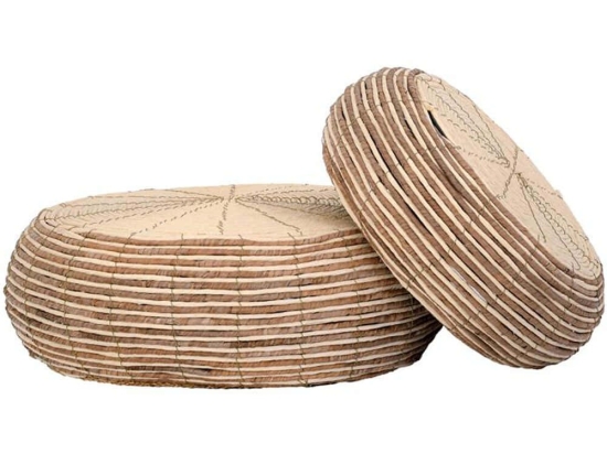 Σκαμπό Ψάθινα (Σετ 2Τμχ) 374-225-591 62x62x20/46x46x19cm Natural