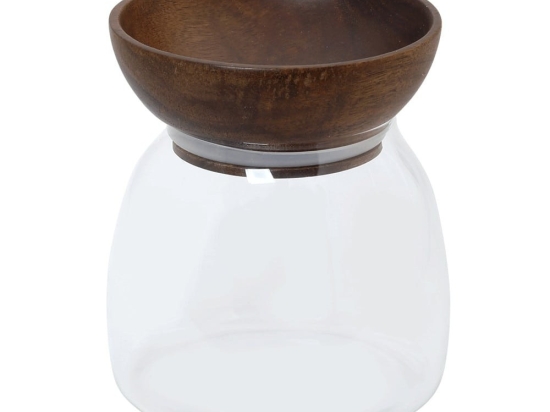 Δοχείο Αποθήκευσης Με Καπάκι 120 65.000.223 11,3x13,6cm Clear-Brown Cryspo Trio Ξύλο,Γυαλί
