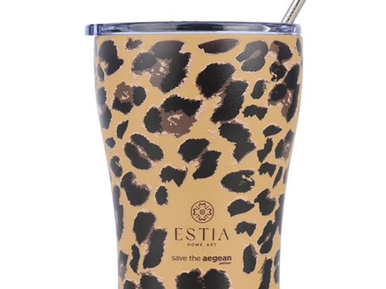 Ποτήρι - Θερμός Με Καλαμάκι Spotted Prowl Save The Aegean 01-31763 350ml Brown-Black Estia
