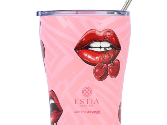 Ποτήρι - Θερμός Με Καλαμάκι Blush Pop Save The Aegean 01-31800 350ml Pink-Red Estia