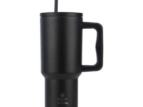 Κούπα - Θερμός Με Καλαμάκι Tumbler XL Save The Aegean 01-32111 900ml Midnight Black Estia