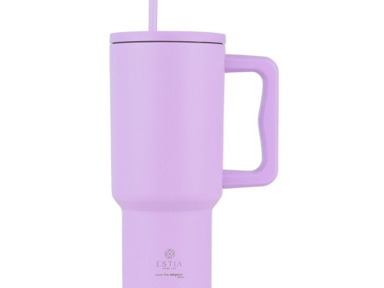 Κούπα - Θερμός Με Καλαμάκι Tumbler XL Save The Aegean 01-32159 900ml Lavender Purple Estia