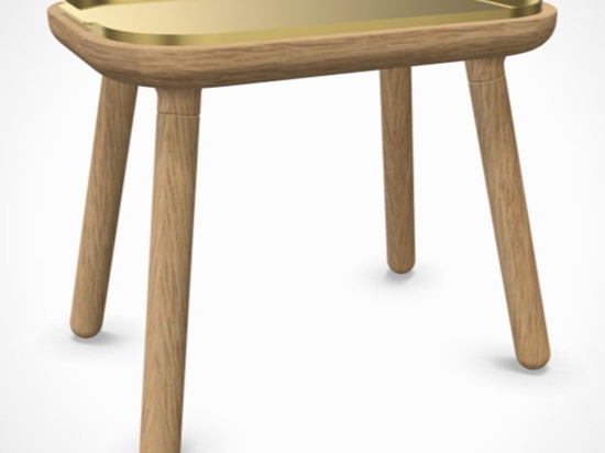 Τραπεζάκι Ψηλό Paff 5610C5610-2C5619 50x35x43cm Oak Plated Brass Umage