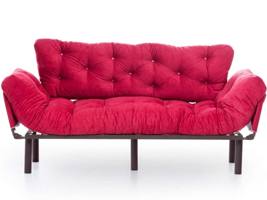 Καναπές - Κρεβάτι Τριθέσιος Nitta 859FTN1363 185x70x85cm Maroon Red