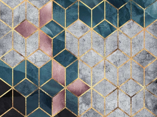 Χαλί Hmnt774 478HFT1240 Petrol-Gold Conceptum Hypnose 100X300cm