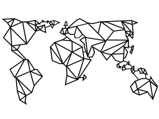 Διακοσμητικό Τοίχου World Map 279ENZ1137 138x80cm Black Wallity Μέταλλο