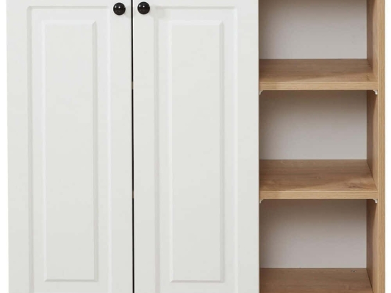 Ντουλάπι Tuvalle 230TVL1502 90x37x85cm Oak-White Μοριοσανίδα, Μελαμίνη