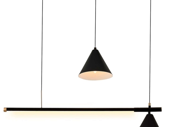 Φωτιστικό Οροφής - Ράγα 414LRC1238 90x18x120cm 1xLed 15W 3000K/2xE14 40W Black Opviq