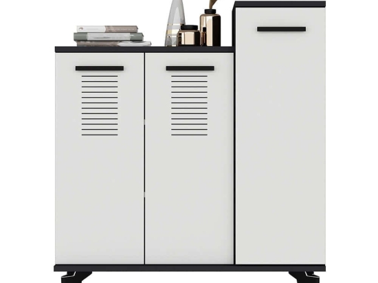 Παπουτσοθήκη Asimo 475OLV1833 90x35x94,6cm Anthracite-White Μοριοσανίδα, Μελαμίνη