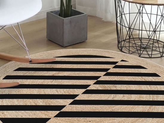 Χαλί Woopamuk530 599HFT5467 Cream-Black Conceptum Hypnose 100X100cm Round