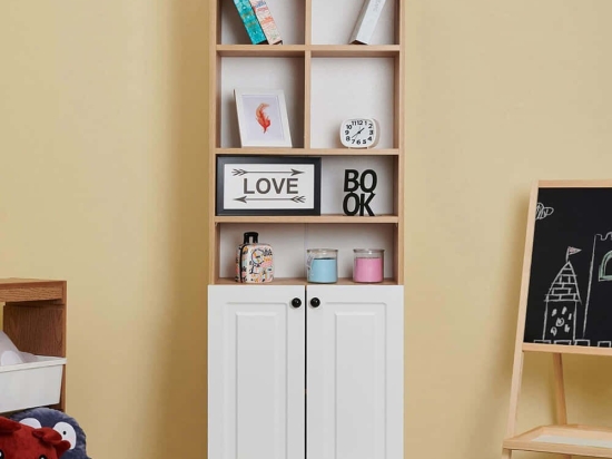 Βιβλιοθήκη Tuvalle 230TVL1401 59,9x30x180,8cm Oak-White