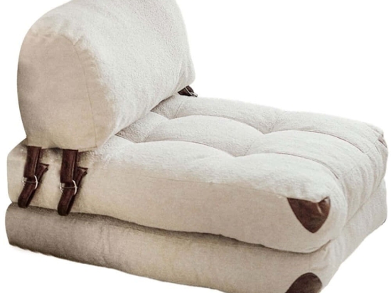 Πουφ Πολυθρόνα Αναδιπλούμενη Fold Teddy 383EVN1101 60x80x70cm Cream